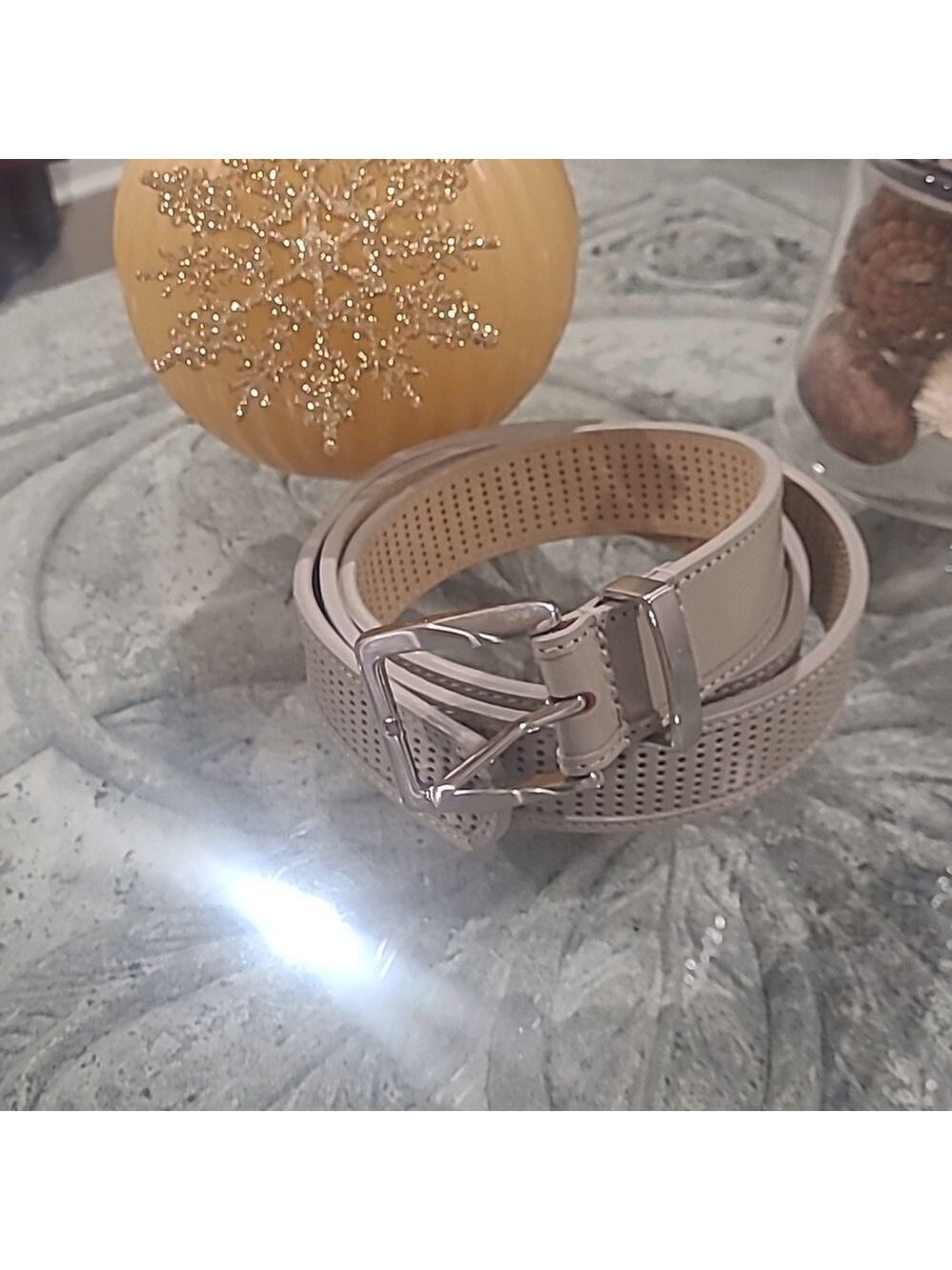 Greg Norman men's Taupe Beige Gray perforated belt NWT size 40 new